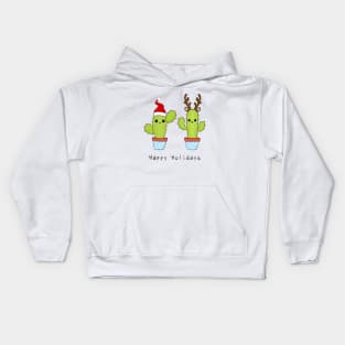 Santa And Reindeer Christmas Cacti Kids Hoodie